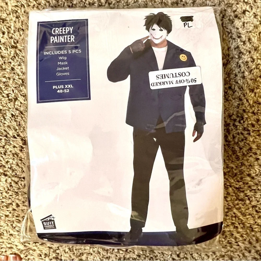 NWT Creepy Painter Halloween Man Costume 5 pc size XXL